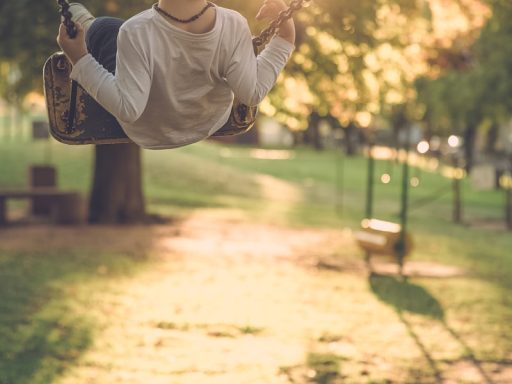 boy sitting on the swing