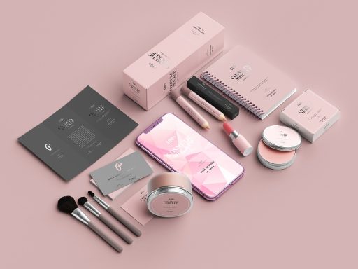 Koreaanse huidverzorgingsproducten op een witte ondergrond, waaronder een toner, serum en moisturizer