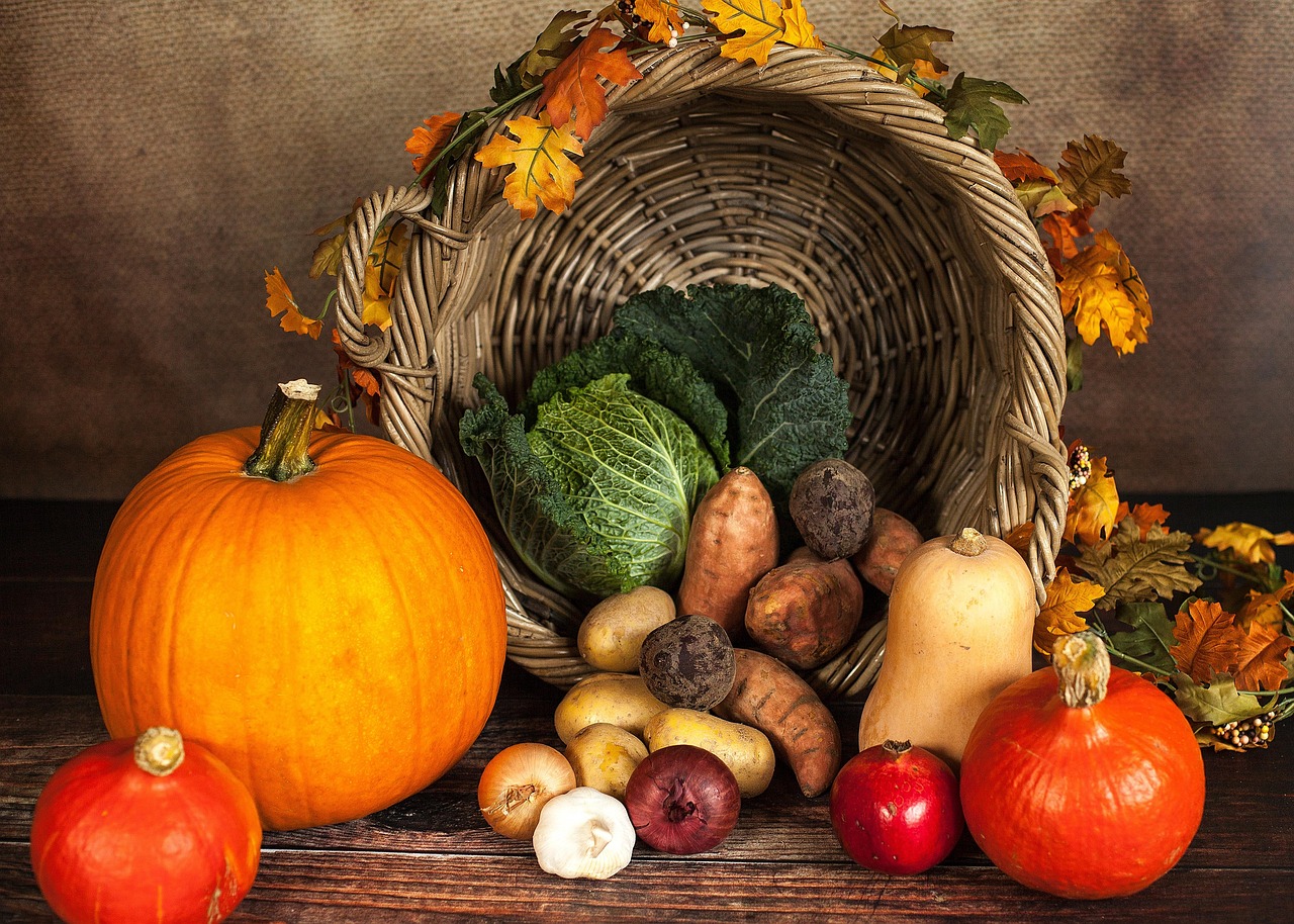 Slow cooker gevuld met pompoen, wortel en kruiden voor een herfststoofgerecht
