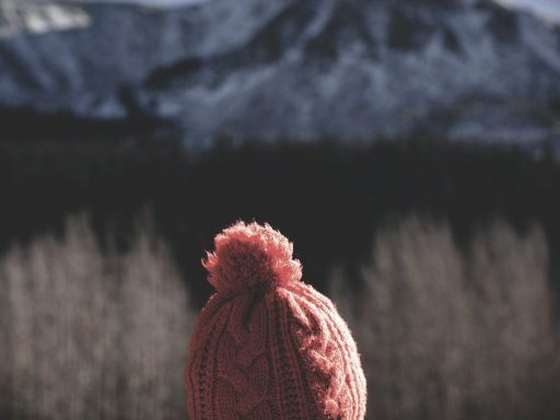 selective focus photography of pink bobble hat