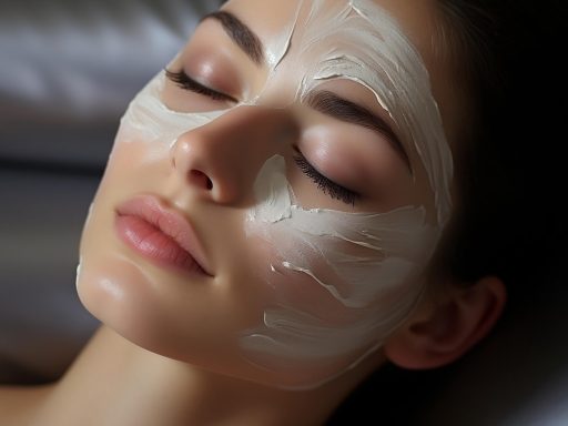 Vrouw die een professionele huidbehandeling ondergaat in een schone salonruimte
